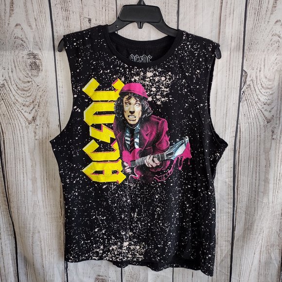 AC/DC | Tops | Acdc Black Cutoff Sleevesmuscle Tank Top Angus Young ...